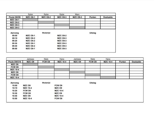 Schema zaalvoetbal jeugd 08